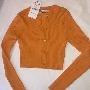 Cropped cardigan sweater